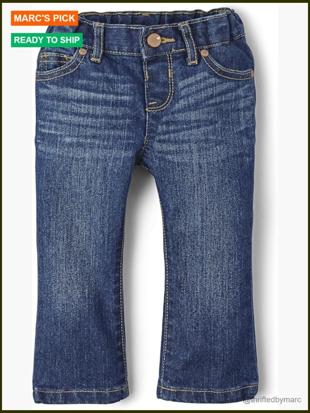 Toddler Bootcut Jeans, Cotton Blend, Snap Closure, Casual Fit